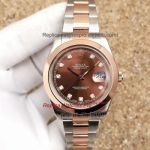 Copy Rolex Datejust II Oyster 41MM 2-Tone Rose Gold Diamond Brown Dial Watch